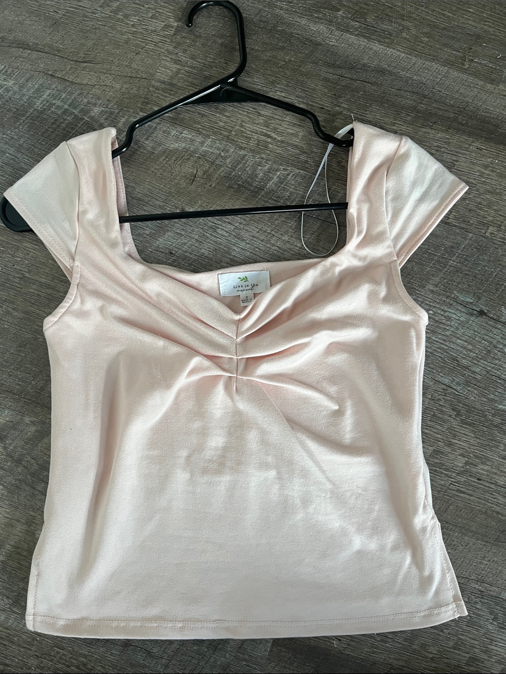 Soft Blush Cap Sleeve Top with Sweetheart Neckline